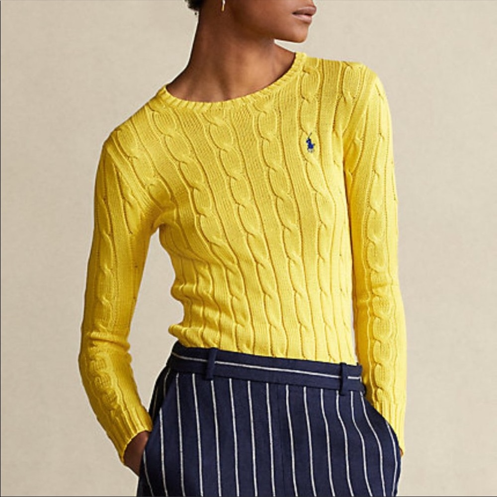NWT Polo Ralph Lauren Yellow Cable Cotton Sweater
